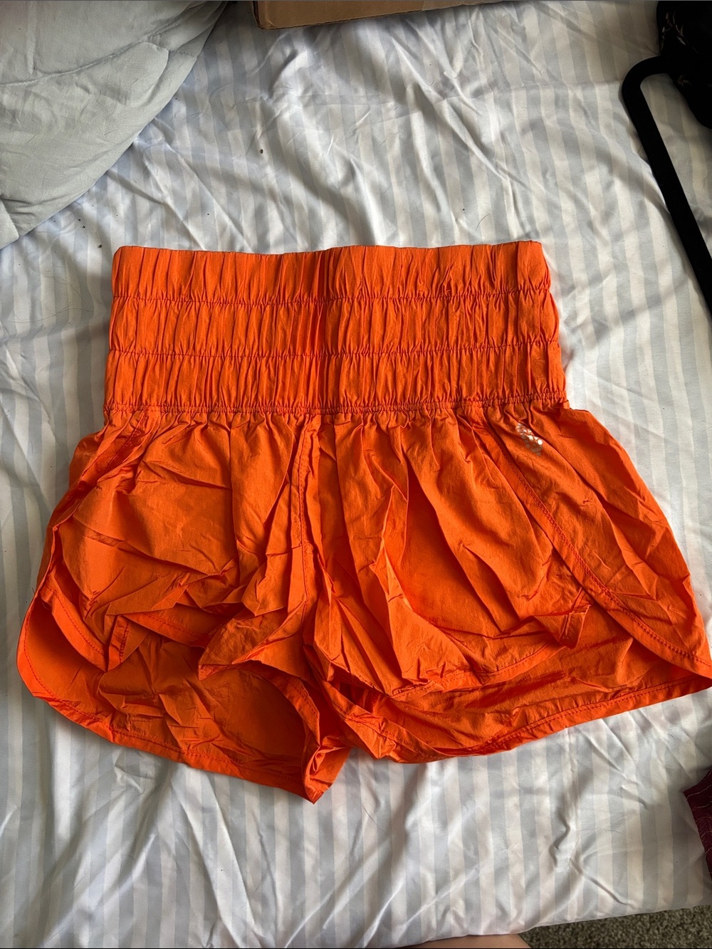 Free People Movement High-Waist Orange Smocked Womens Shorts